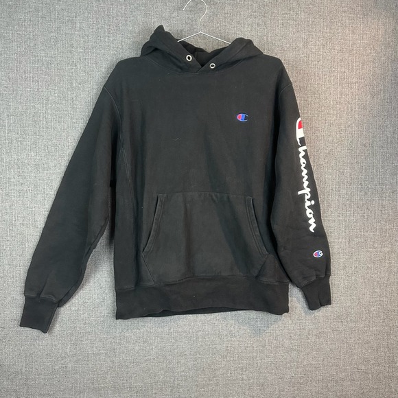 Champion Other - Champion Reverse Weave Hoodie Sweatshirt Black Pullover Sleeve Logo‎ Medium